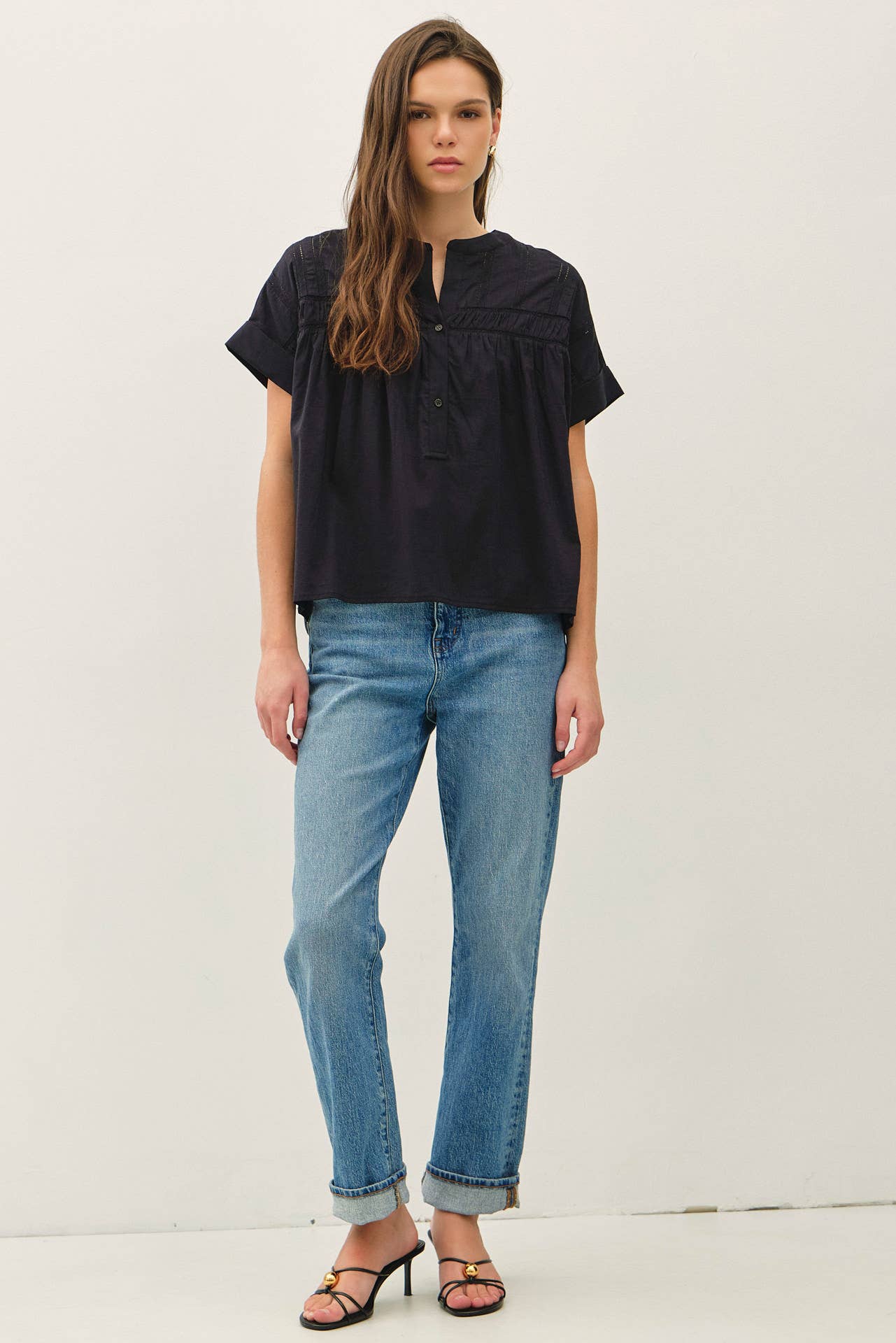 Eyelet Laced Dolman Sleeve