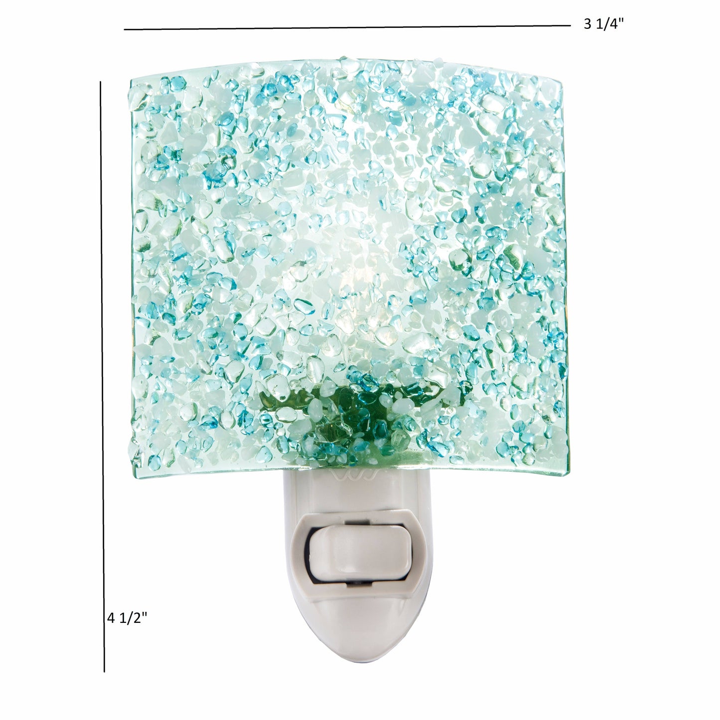 Glass Night Light | Blue, Green, Crystal Chips Fused