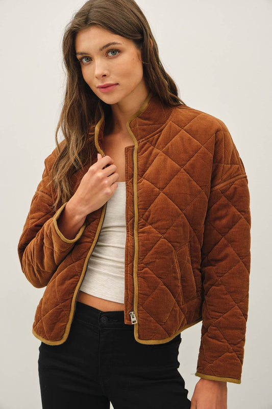 Corduroy Quilting Cropped Jacket