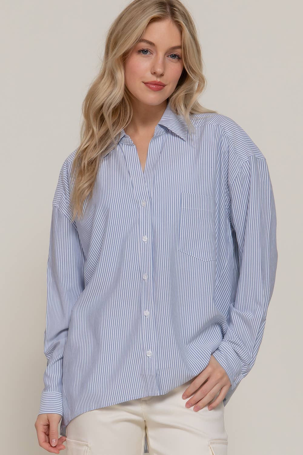 Dolman Sleeve Oversized Stripe Shirt