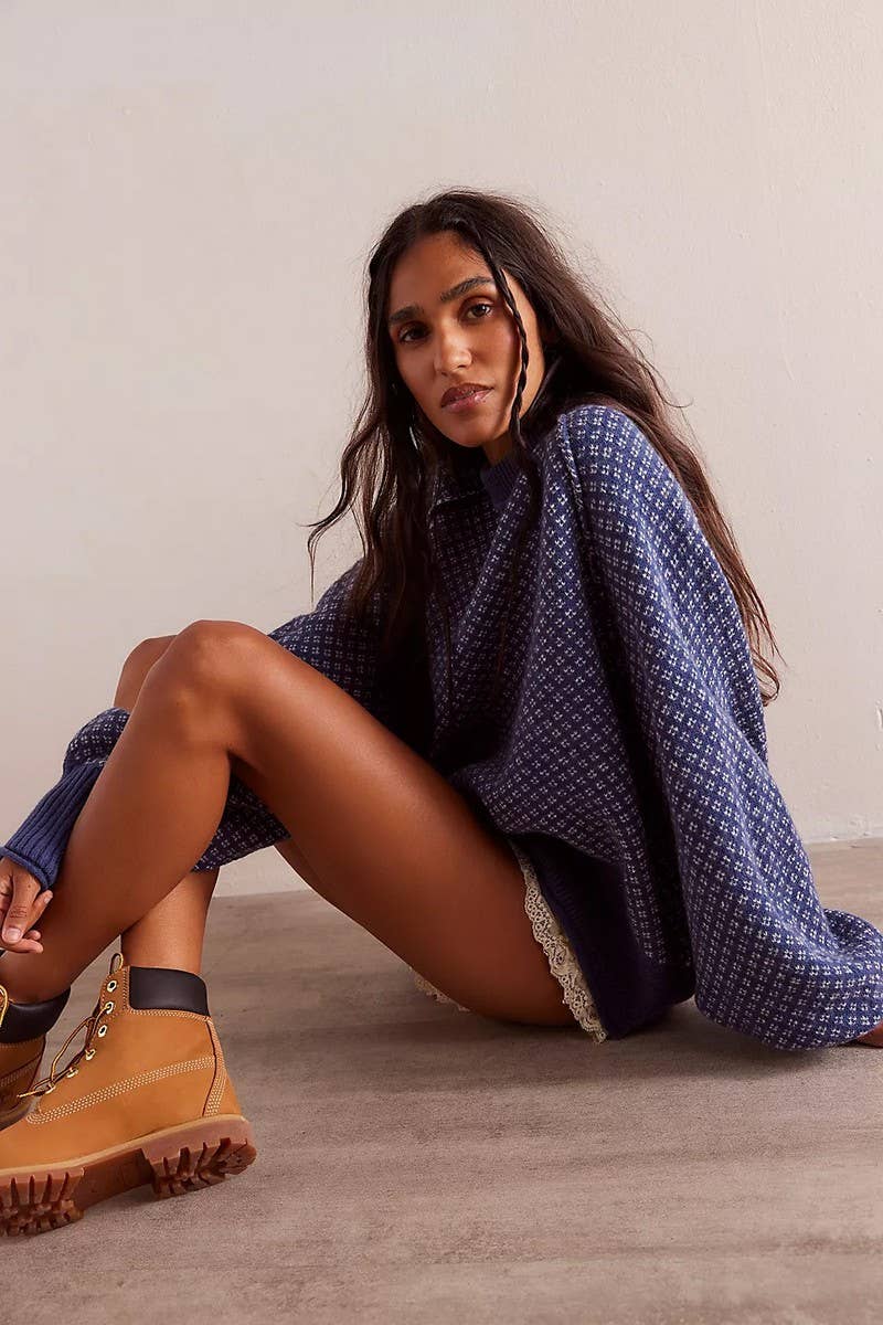 Jacquard Crew Neck Sweater