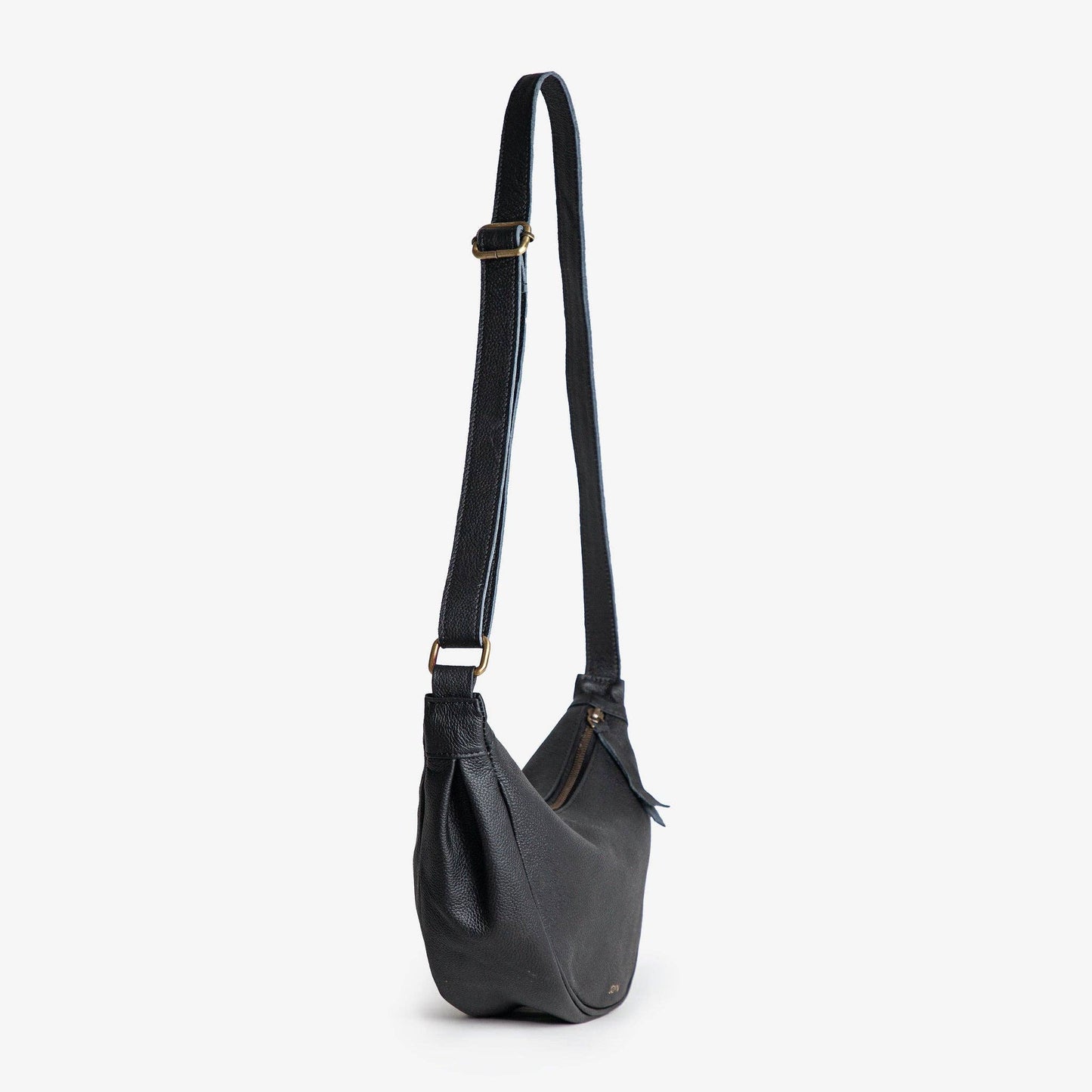 Leather Moon Sling Bag | Black