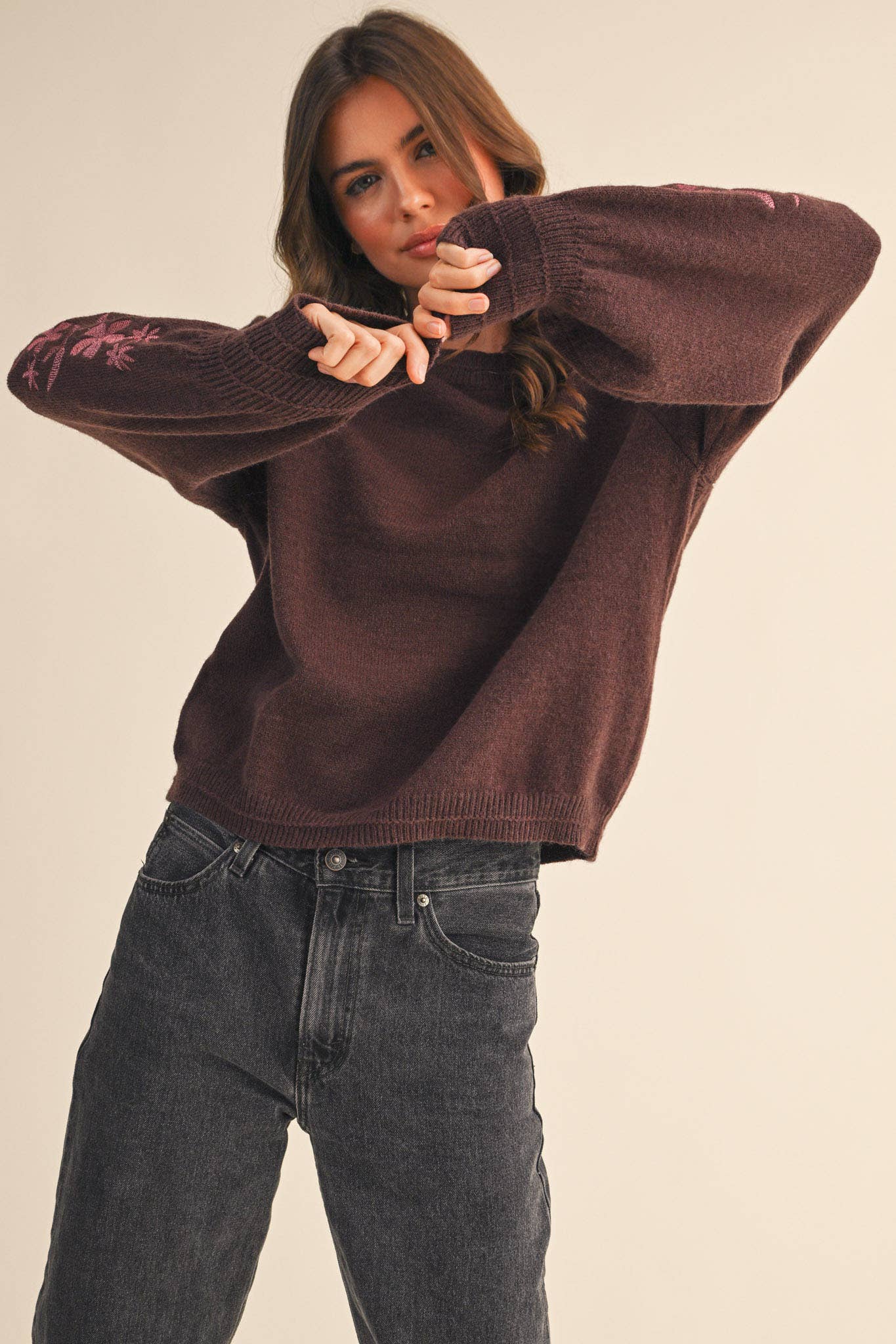 Sweater w/ Floral Sleeves