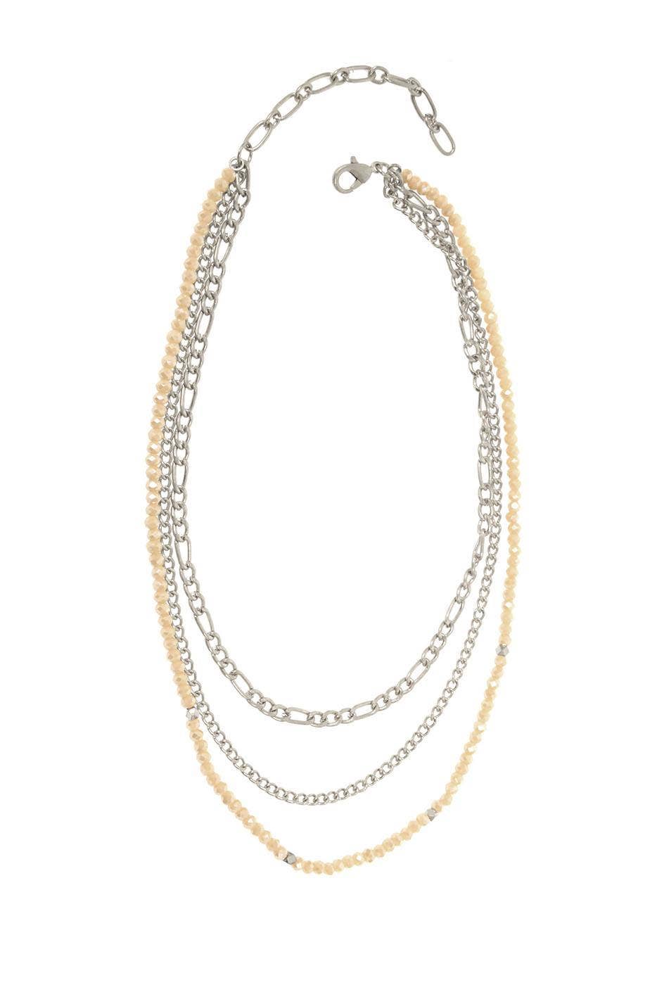 15"+3 Three Row Chain  Bead Necklace