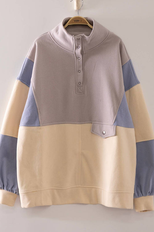 Colorblock Half Snap Sweatshirt