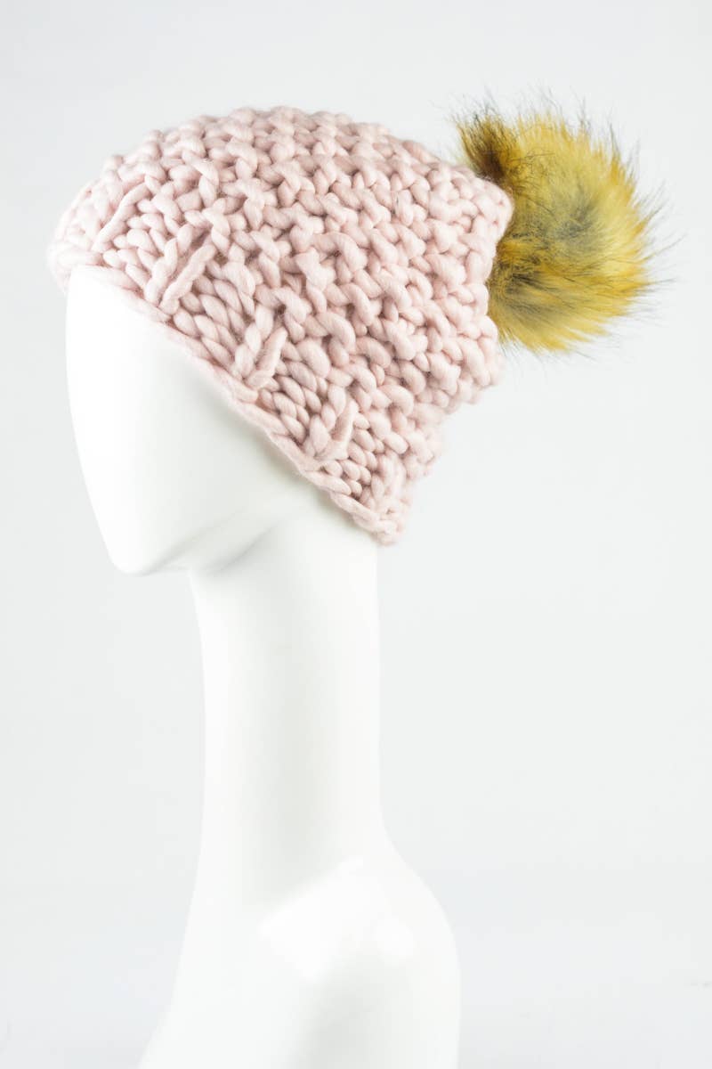 Oversize Chunky Pom Beanie
