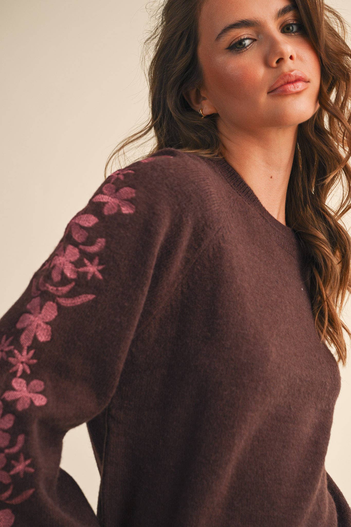 Sweater w/ Floral Sleeves