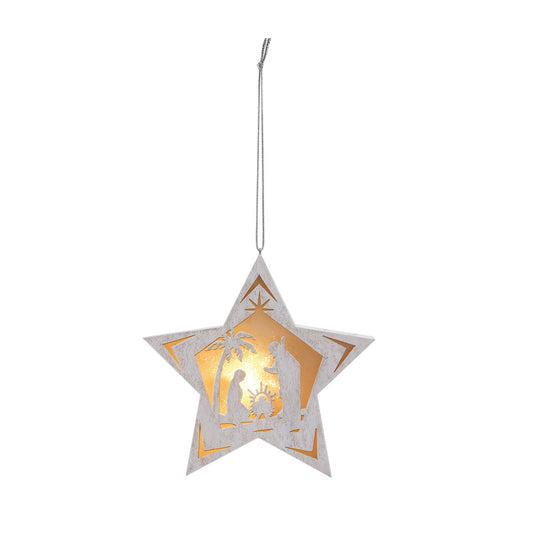 Lit Star Nativity Ornament