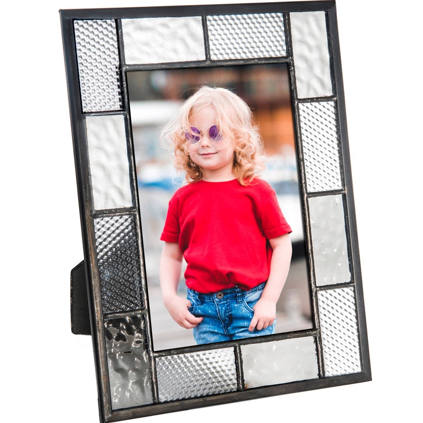 Grey and Clear Stained Glass Picture Frame