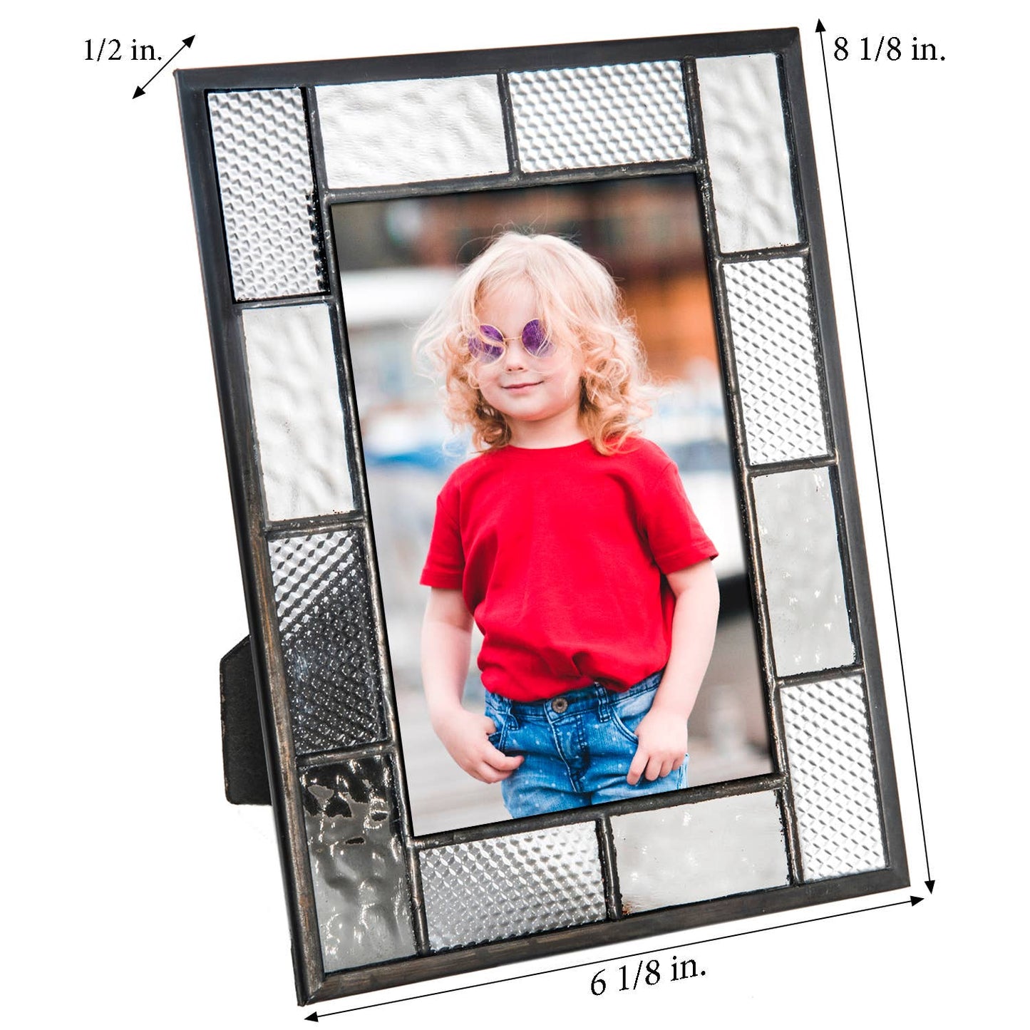 Grey and Clear Stained Glass Picture Frame