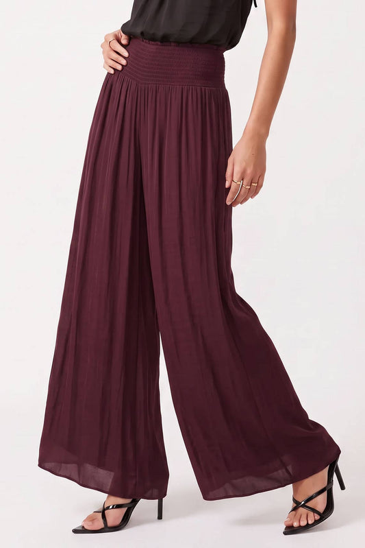 Smocked Waist Wide Leg Pant | Chocolate