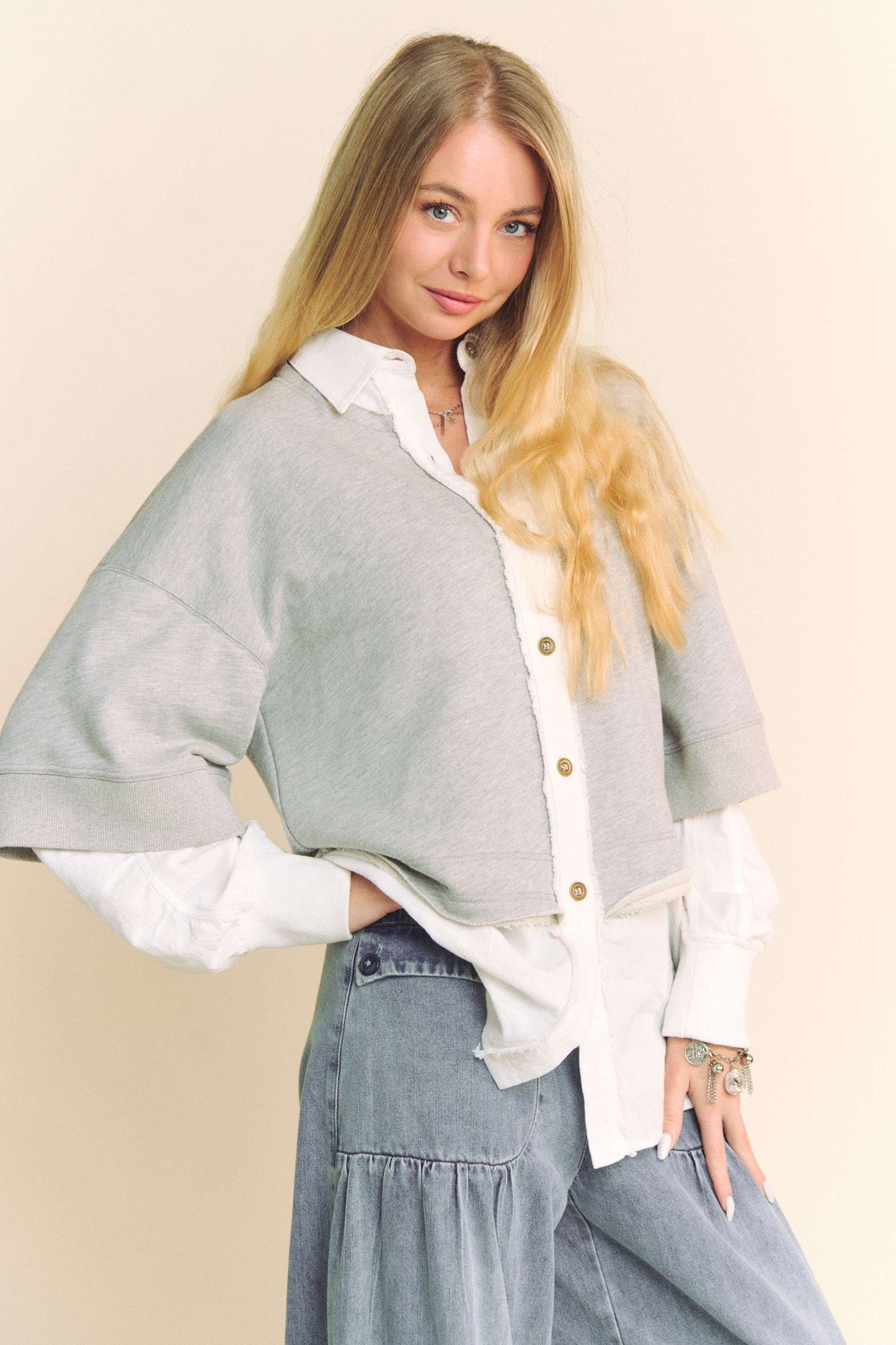 Layered Button Front Top