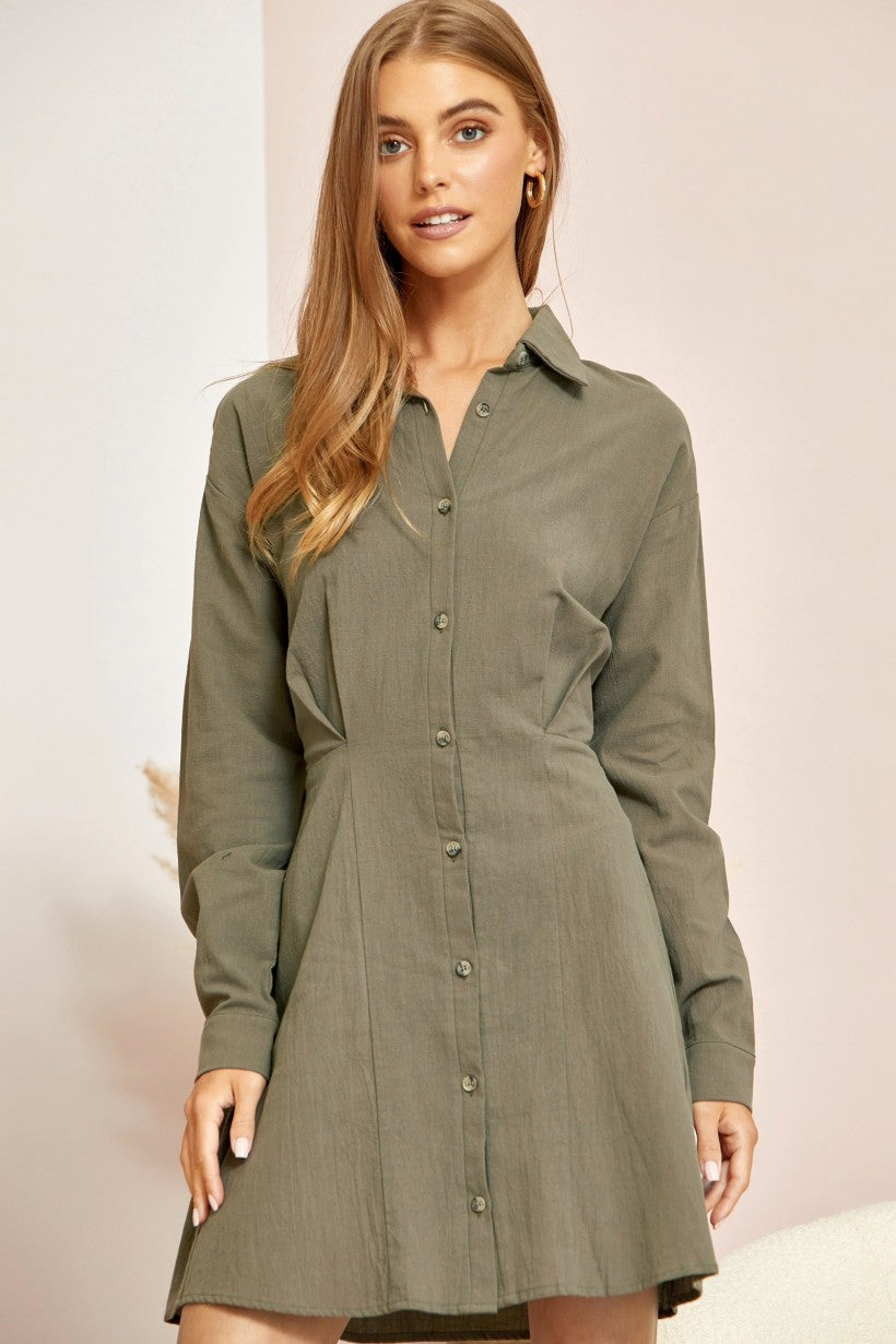 Button Down Dress | Olive