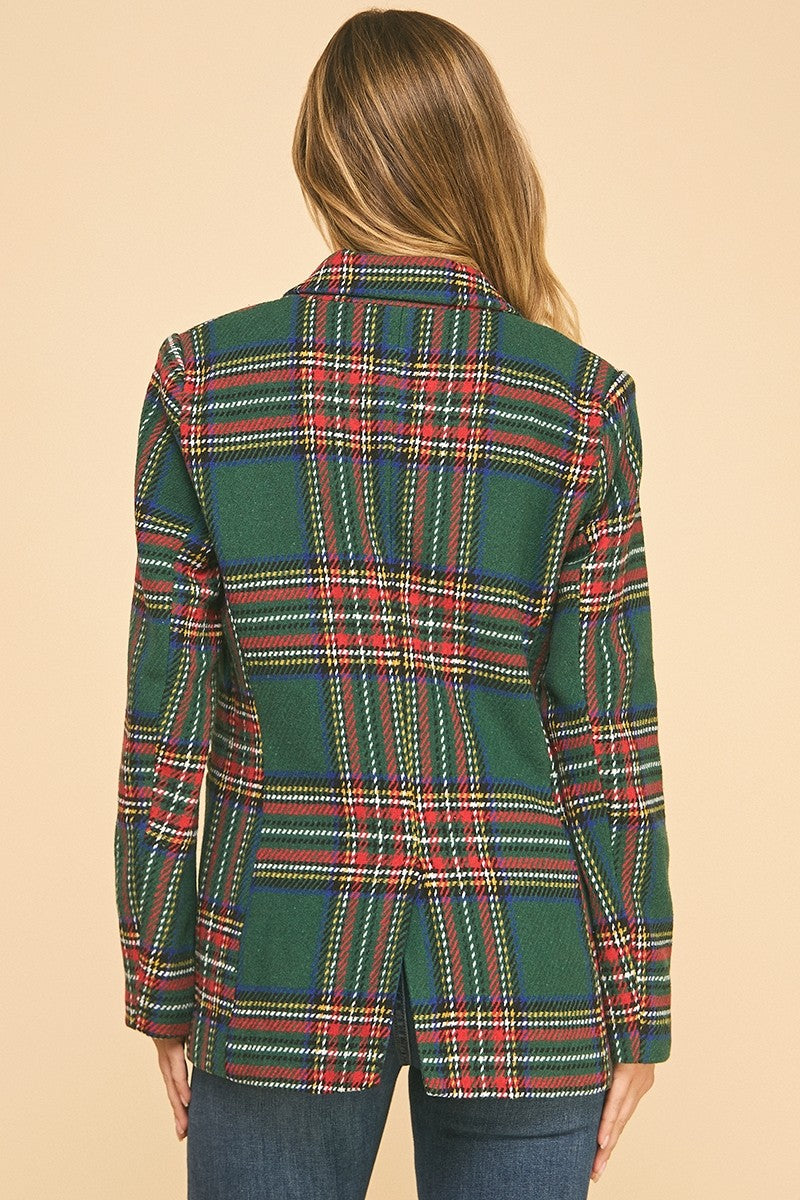 Plaid Blazer With Single Button