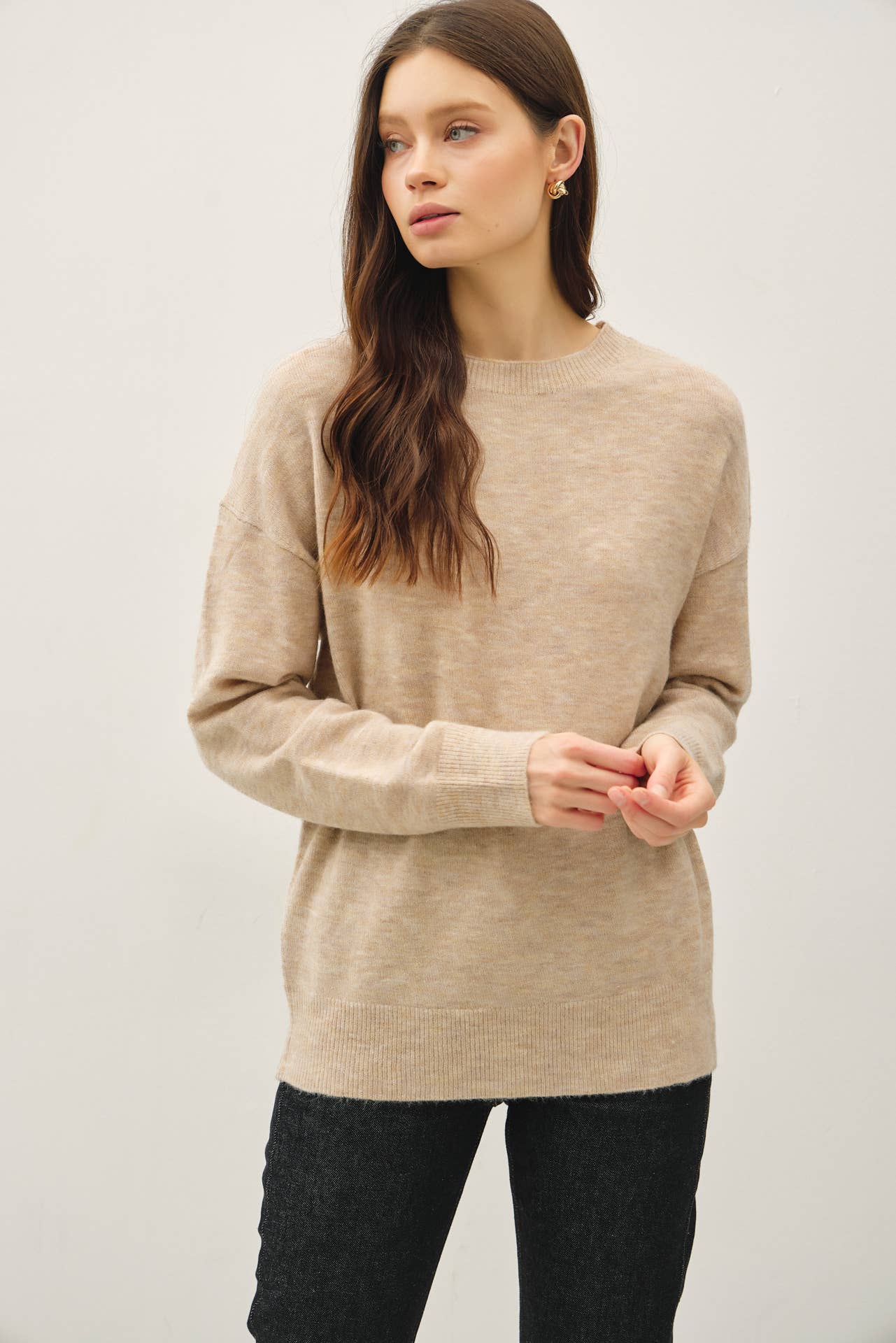 Wool Blend Crewneck Classic Sweater