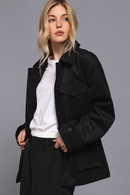 Felt Shacket | Black