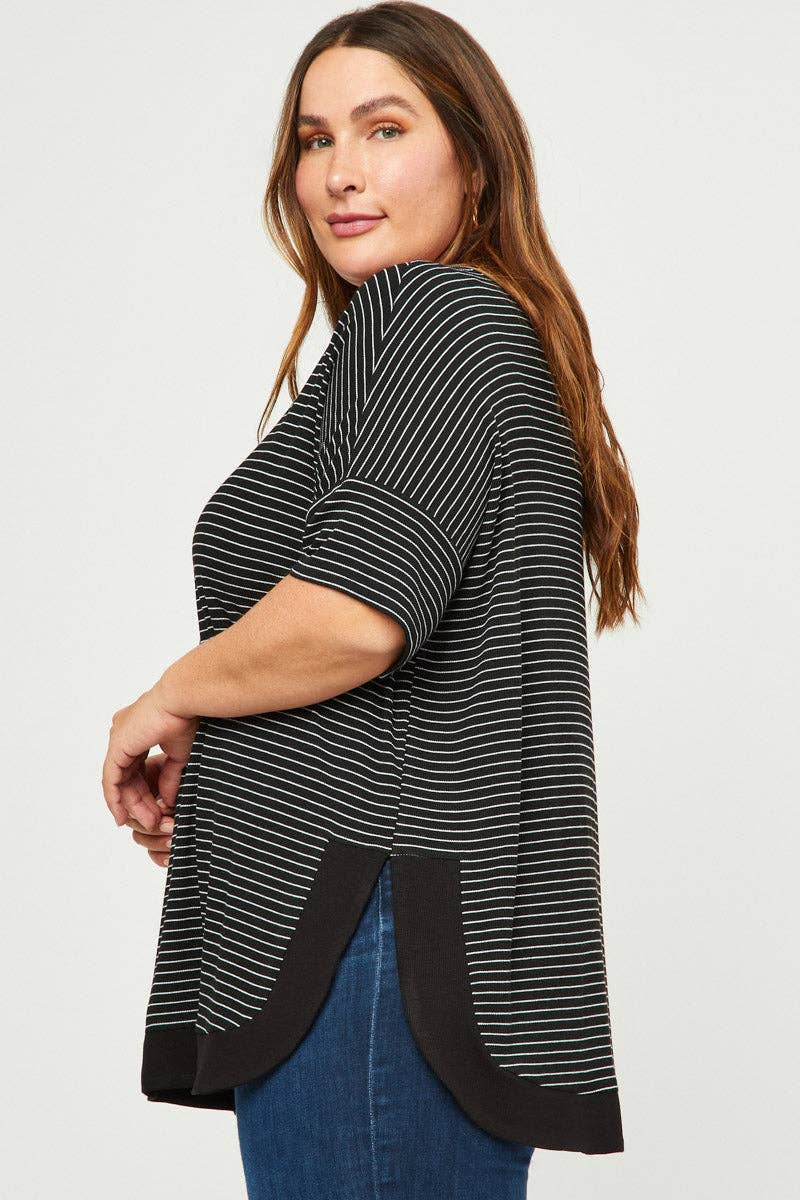 Striped Banded Dolman Top
