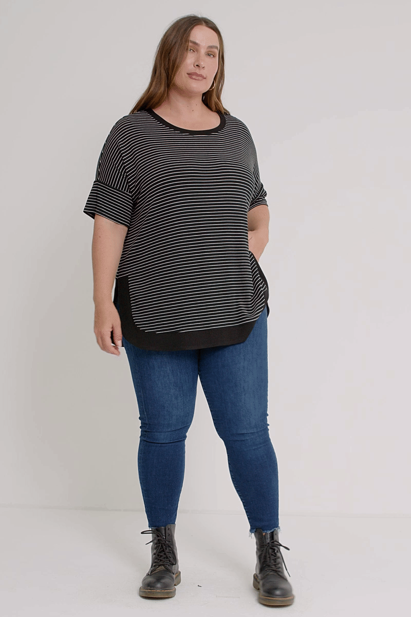 Striped Banded Dolman Top