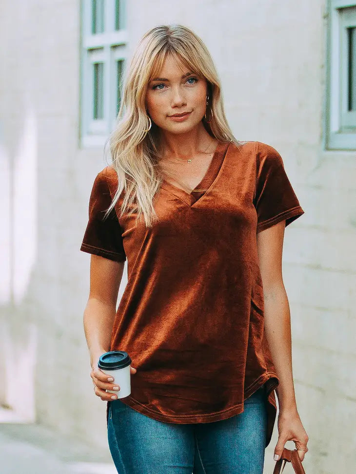 Velvet Amaryllis Tee | Copper