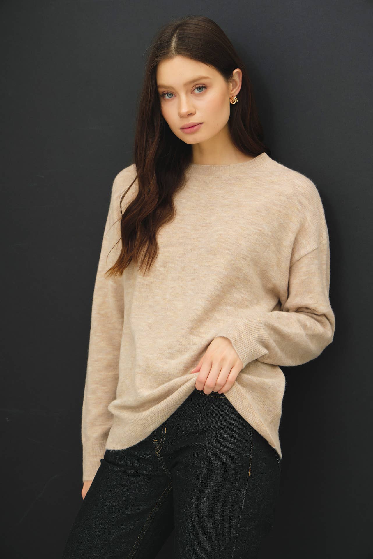 Wool Blend Crewneck Classic Sweater