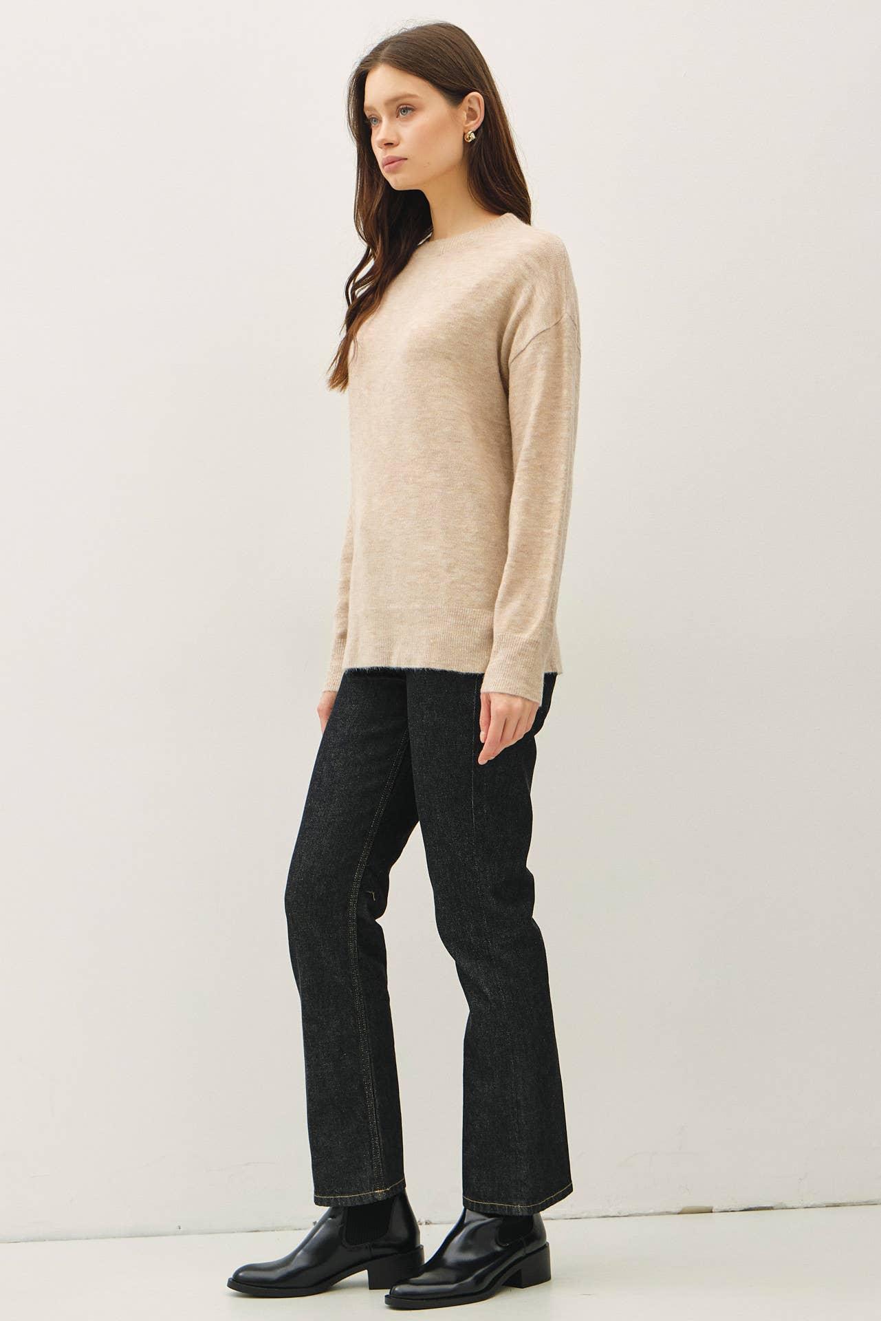 Wool Blend Crewneck Classic Sweater