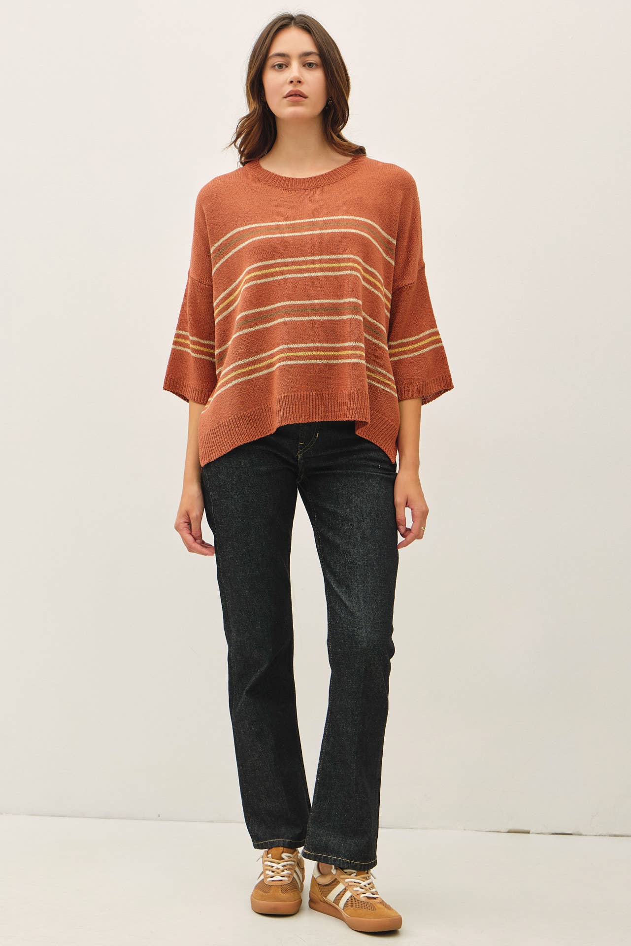 Oversized Drop Shoulder Sweater | Rust