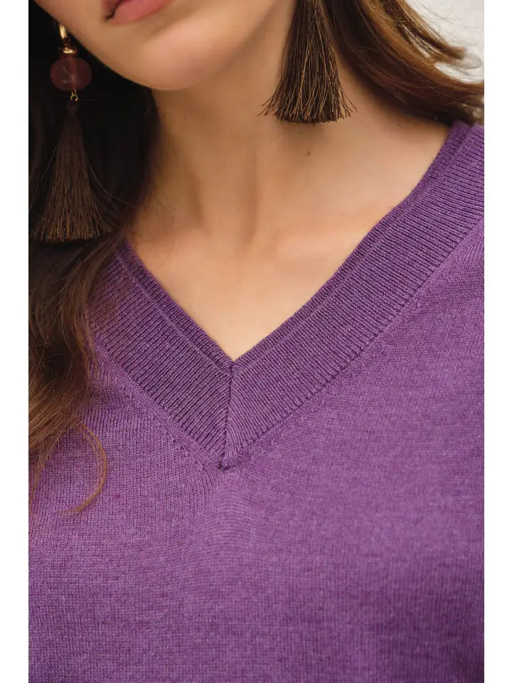 Plus Exclusive| V-Neck Sweater | Mocha