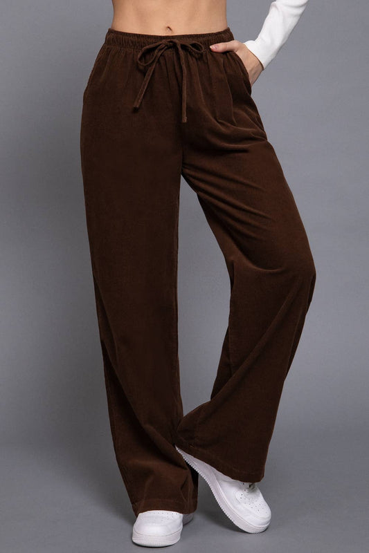 Elastic Waist Corduroy Pants