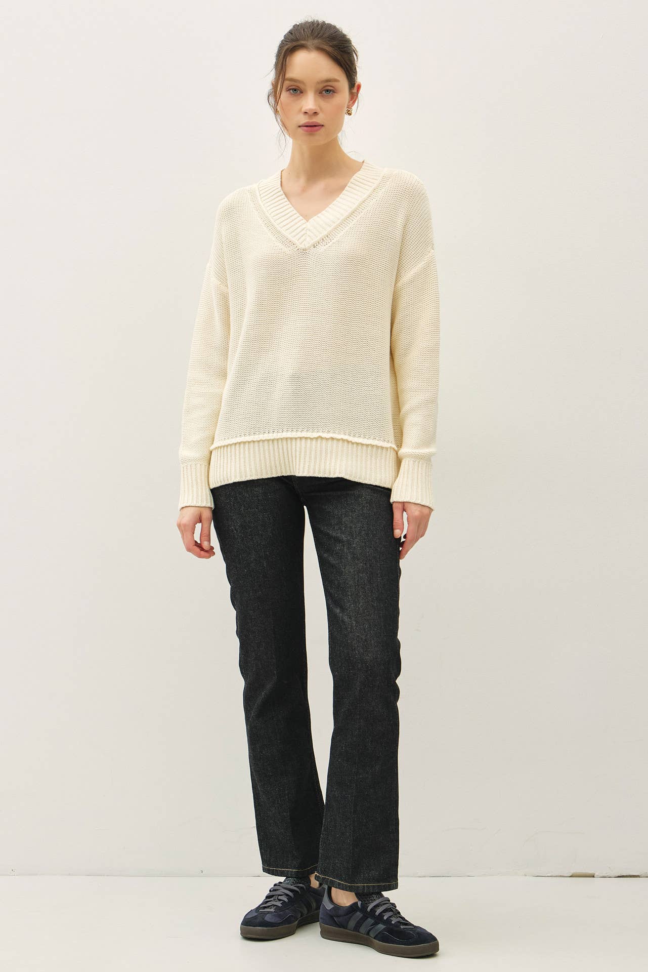 Chunky V-Neck Sweater | Natural
