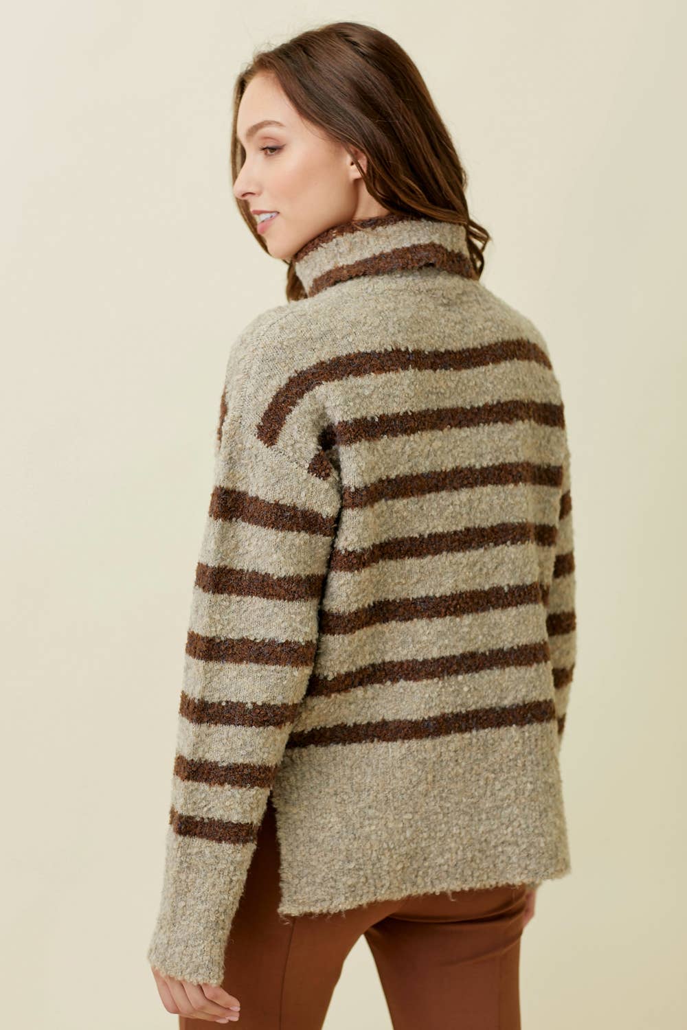 Stripe Turtleneck Sweater