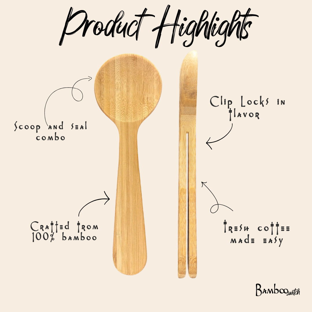 Bamboo Coffee Scoop with Bag Clip