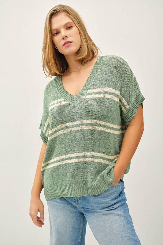 Striped V-Neck Top