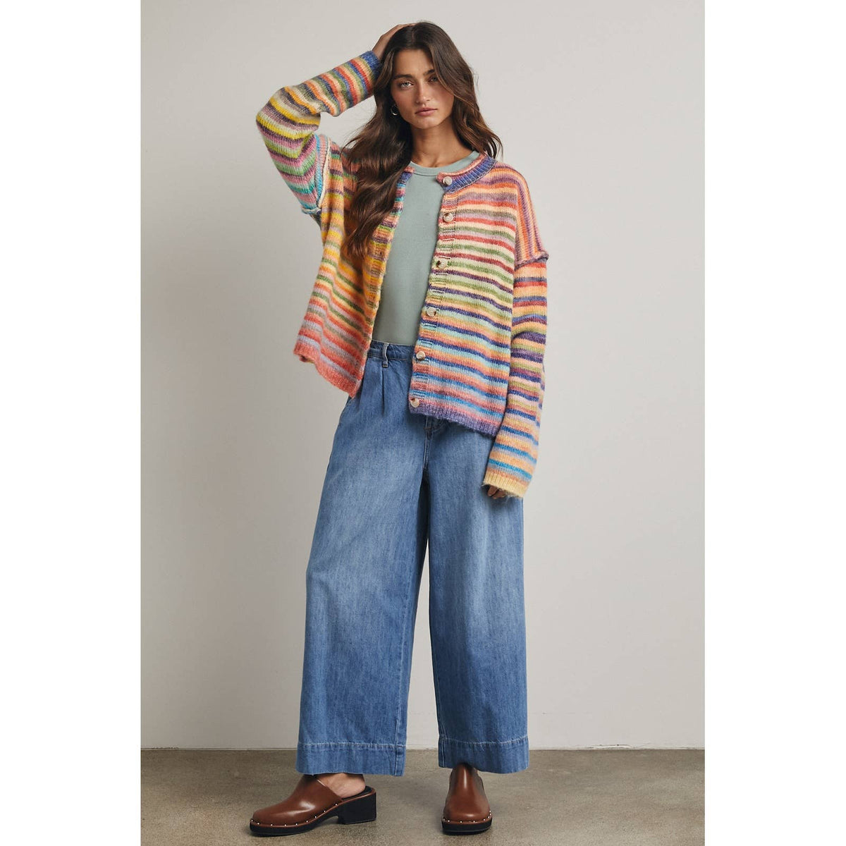 Rainbow Button Up Cardigan