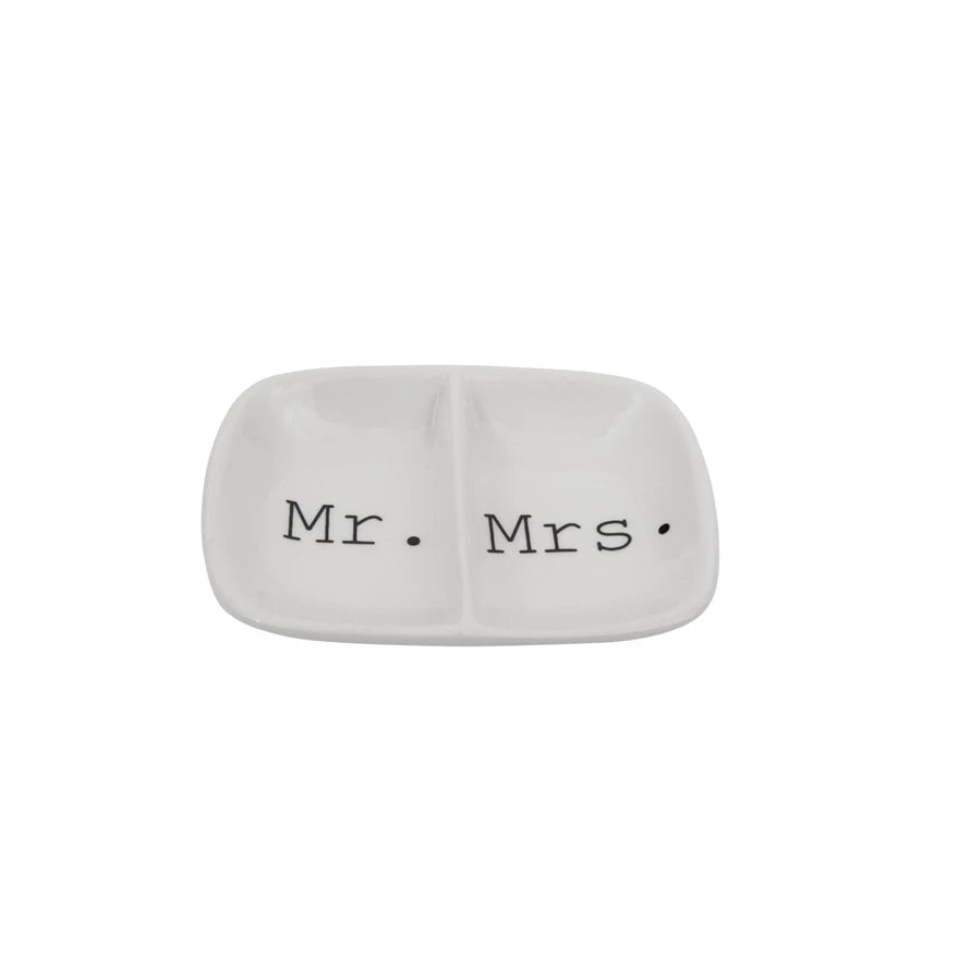 Mr. & Mrs. Ceramic Sectioned Dish