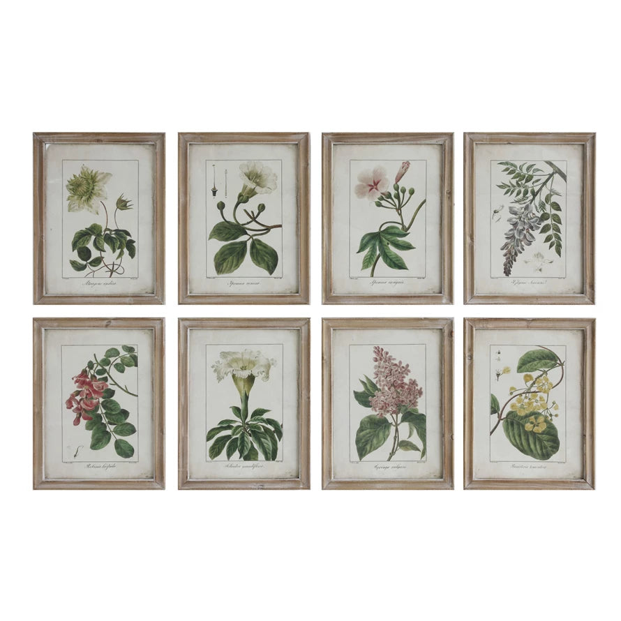 Framed Wall Decor with Floral Print