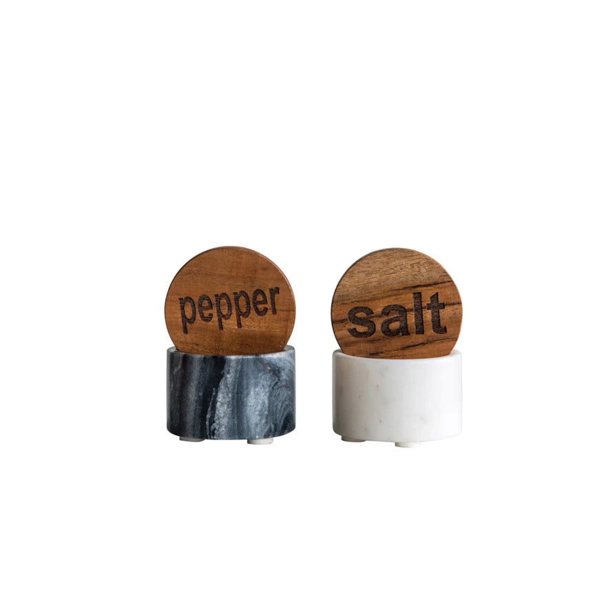 Salt & Pepper Container with Wood Lid