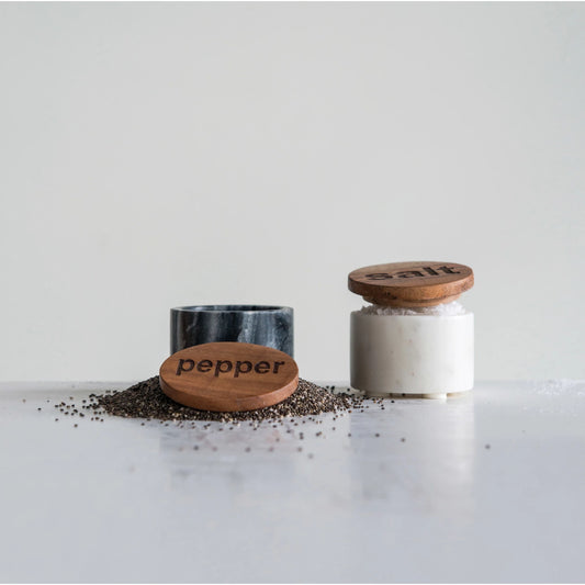 Salt & Pepper Container with Wood Lid