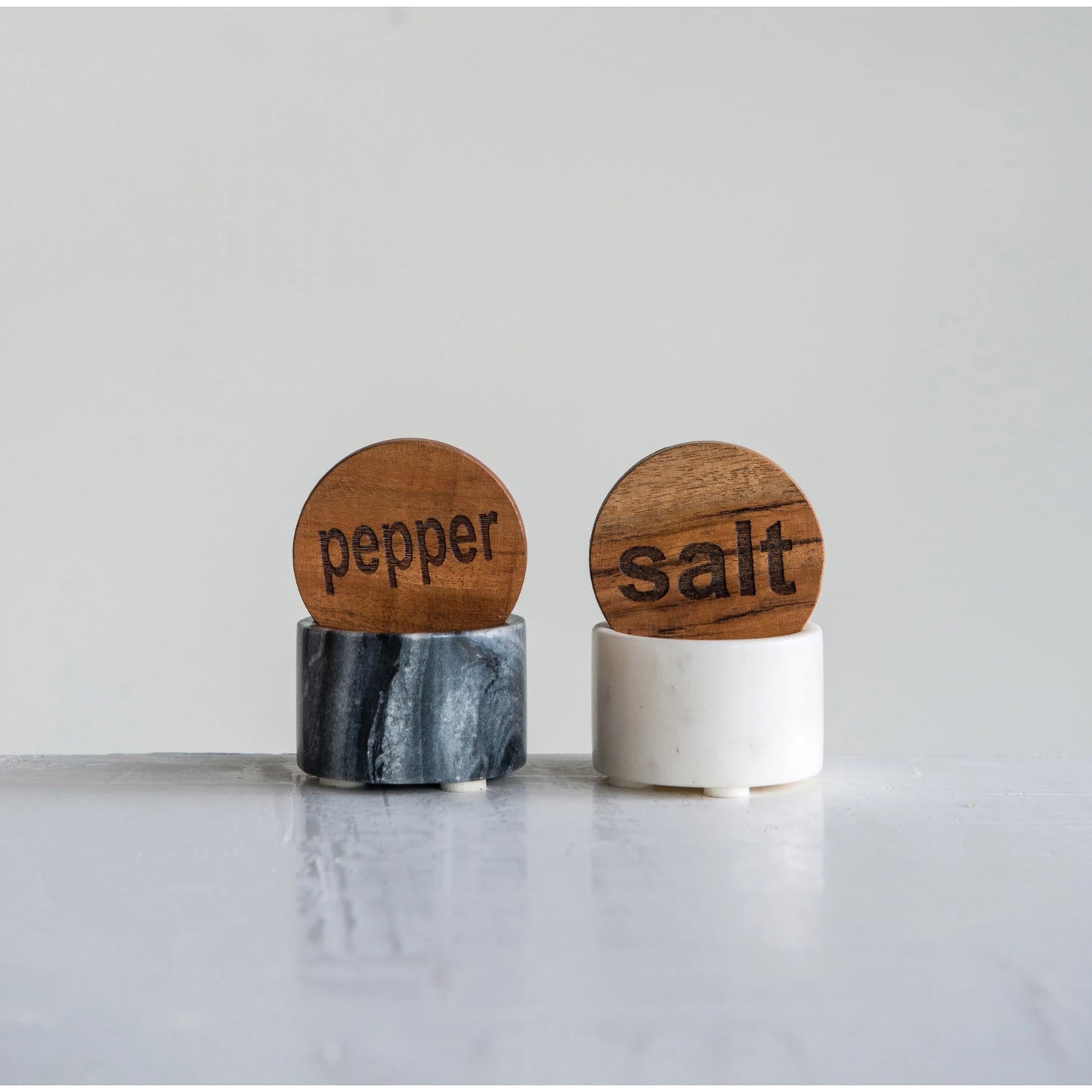 Salt & Pepper Container with Wood Lid