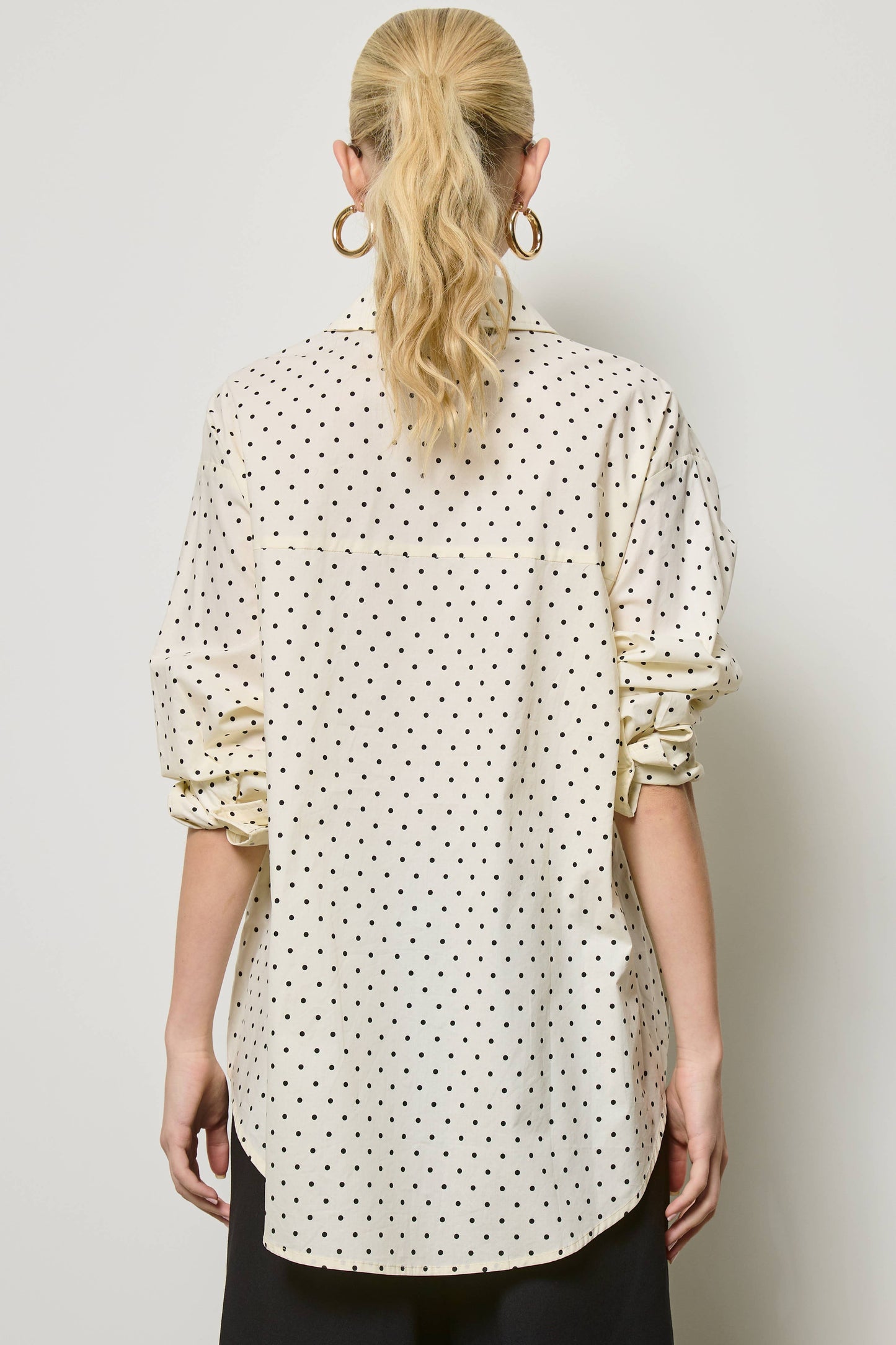 Polka Dot Oversized Button Down Shirt