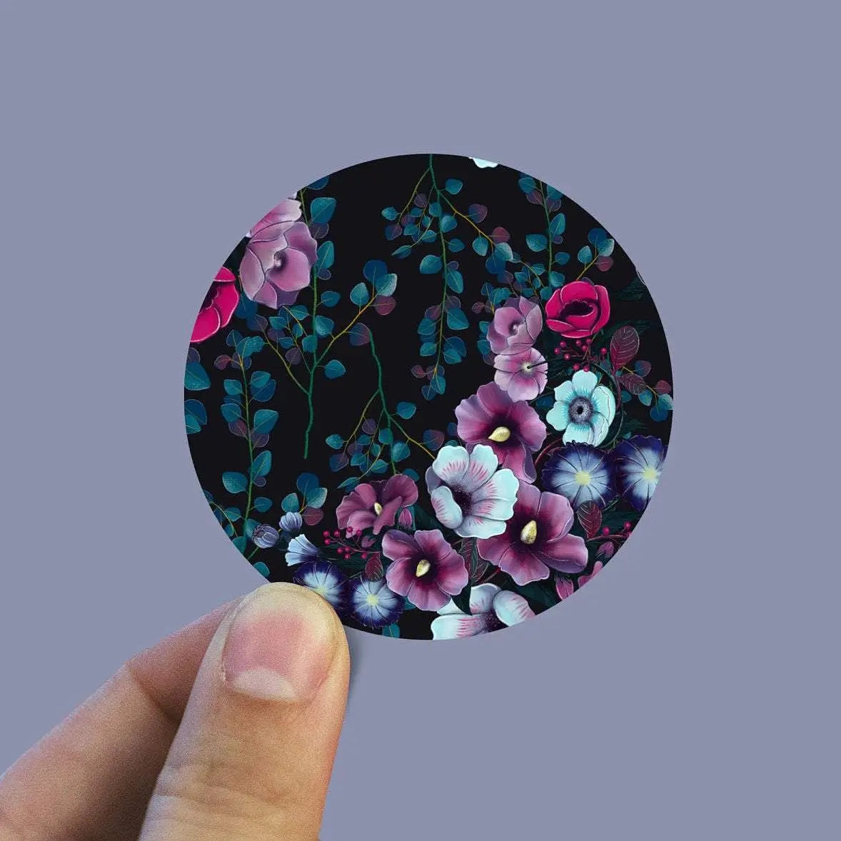 Dark Floral Circle Sticker