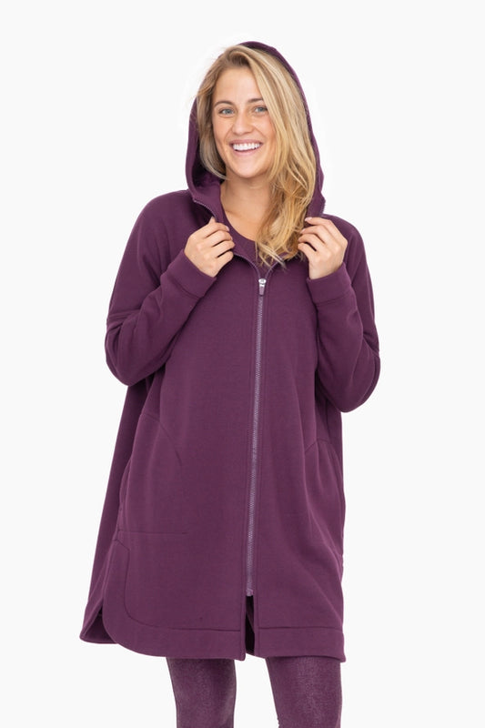 Longline Zip-Up Jacket with Hood