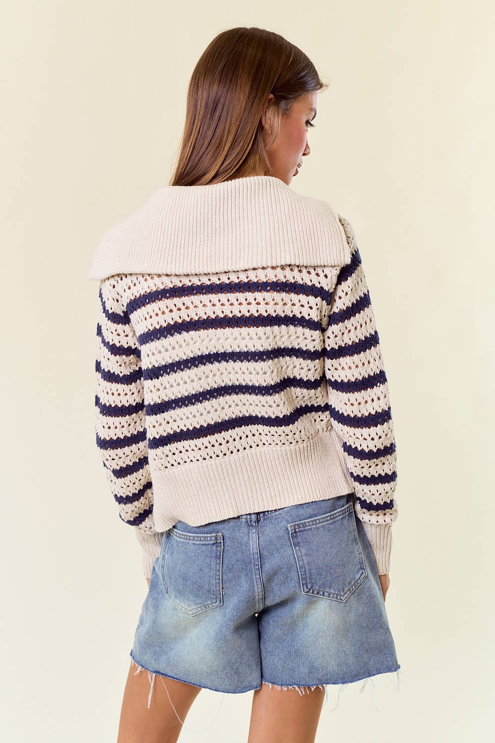 Striped Open Knit Sweater