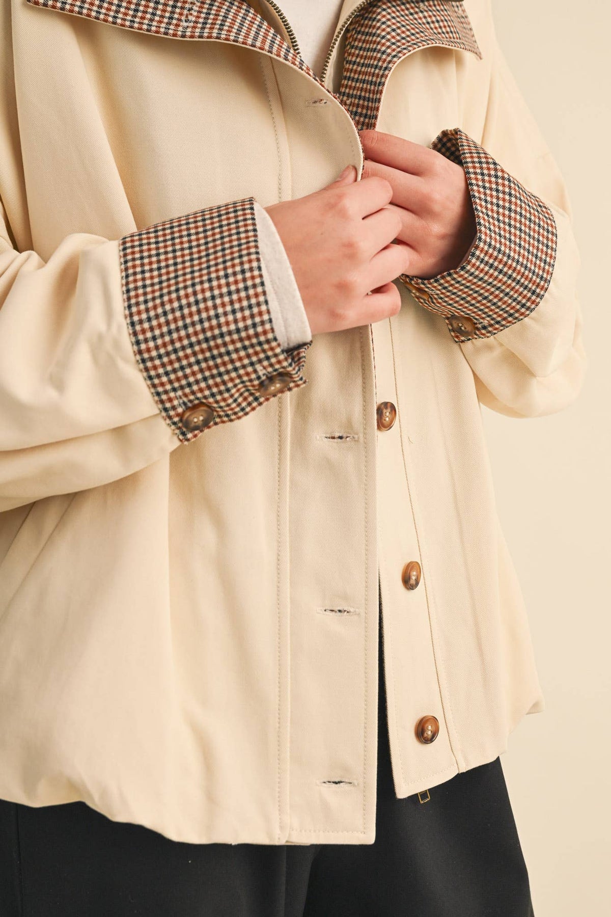Bubble Hem Houndstooth Coat