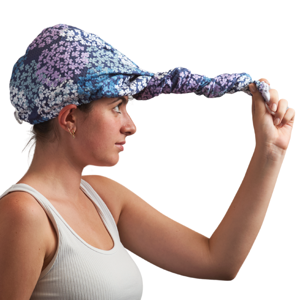 Hair Towel Wrap | Hydrangea in Navy