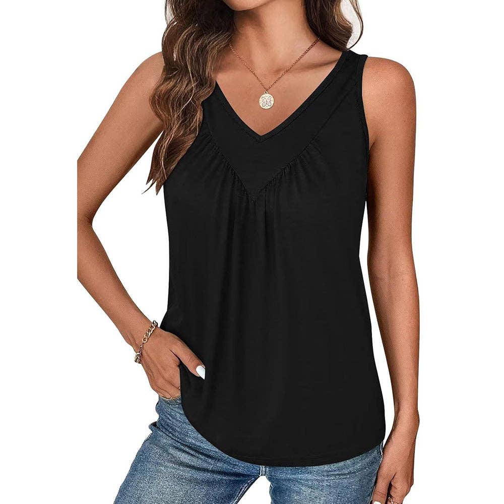 Loose Fit Solid Sleeveless Top