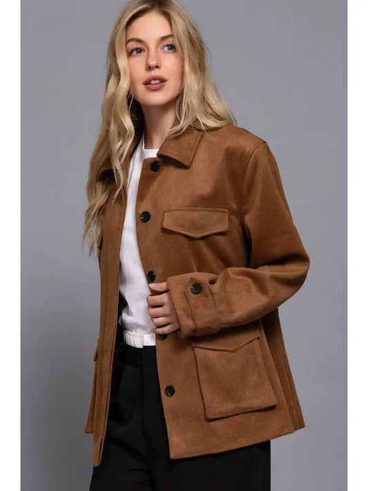 Felt Shacket | Camel