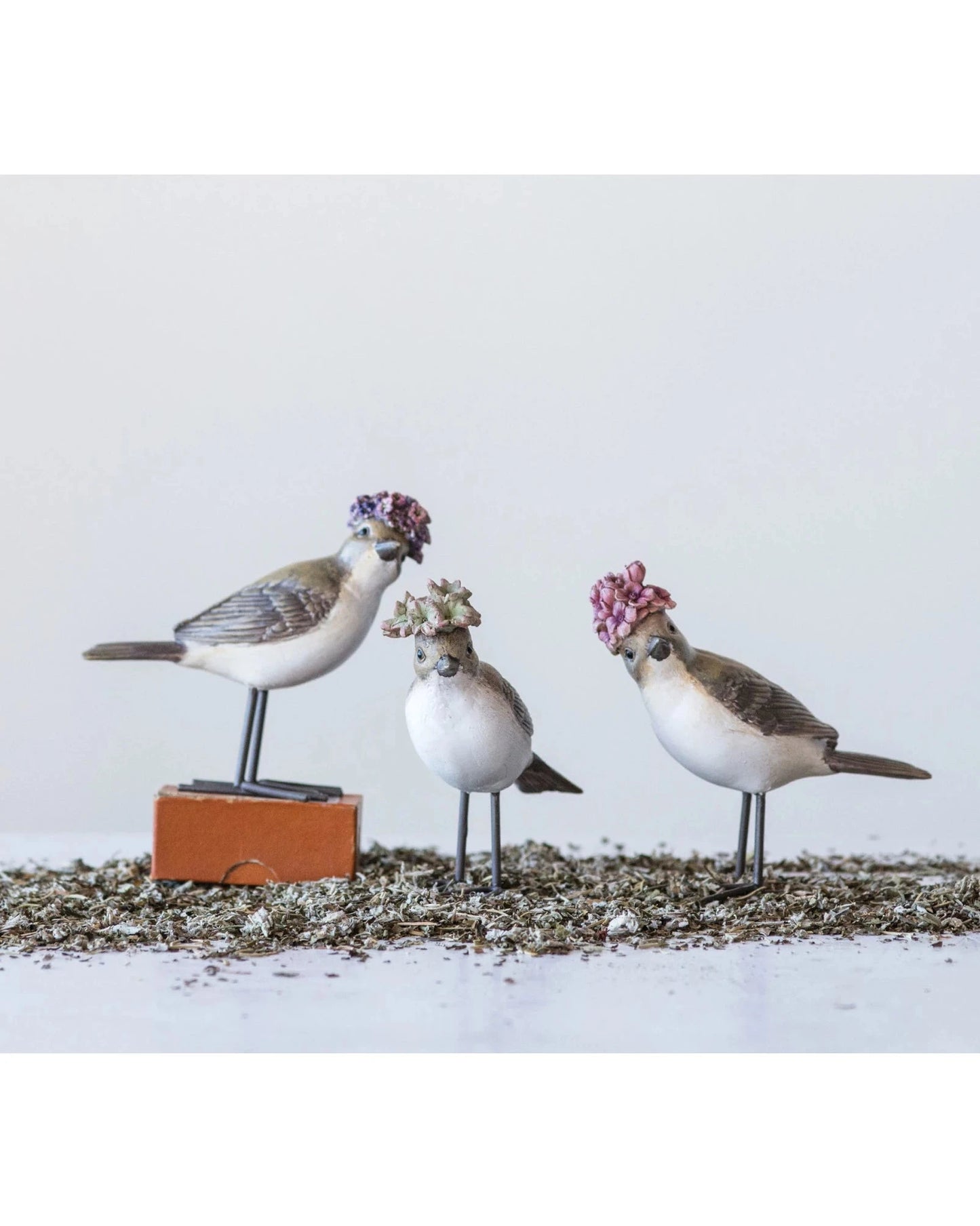 Bird with Flower Hat and Metal Feet