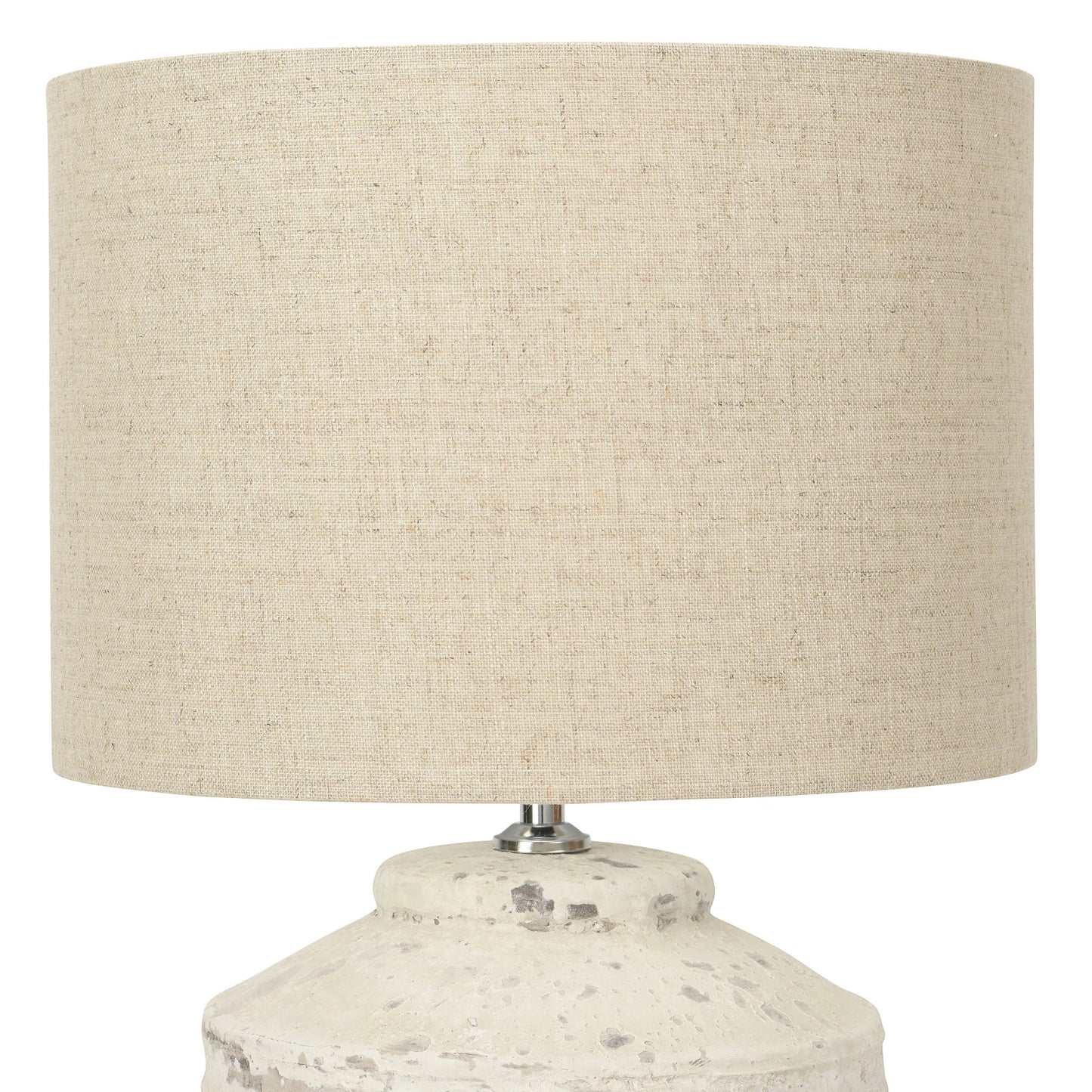 Distressed Cement Table Lamp with Linen Shade