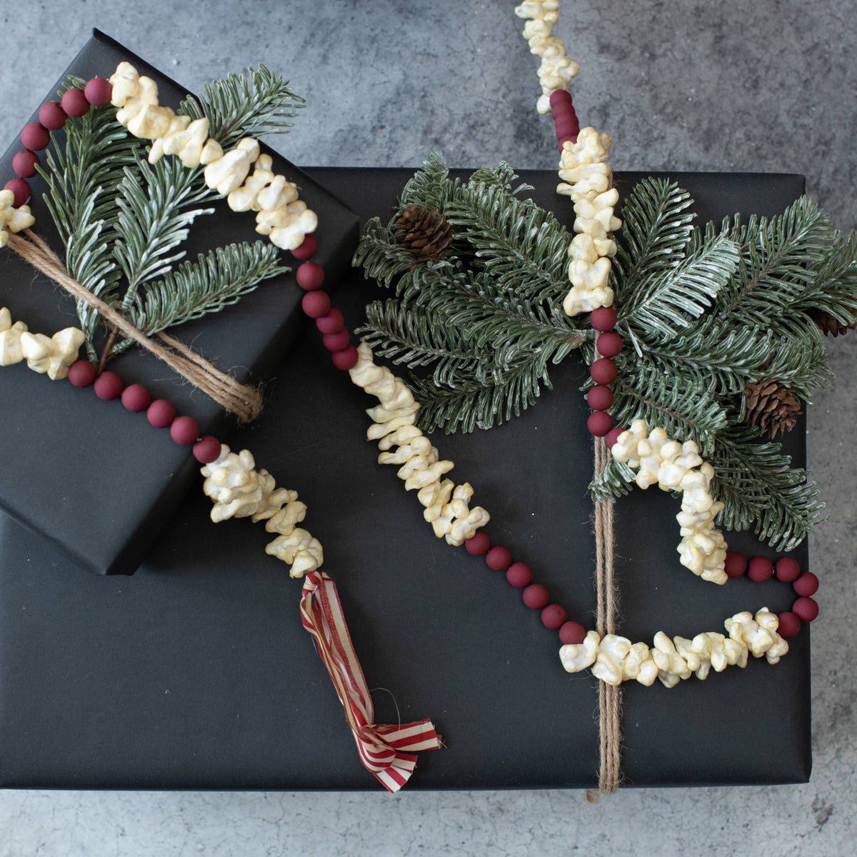 9" popcorn Cranberry Garland