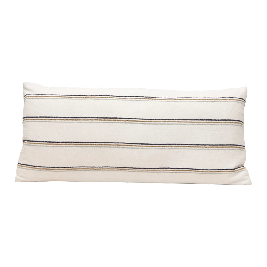 Woven Cotton Blend Lumbar Pillow